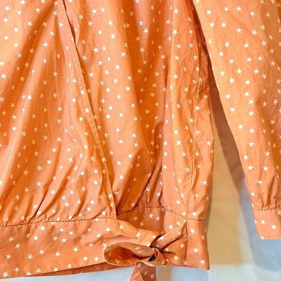 Madewell Wrap in Star Scatter Peach Front Tie Top Feminine Cottage Core Boho XS - Picture 7 of 15